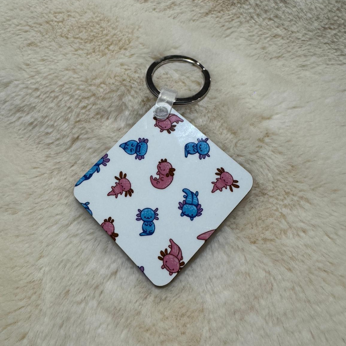 Axolotl Love Keychain – Customizable Back
