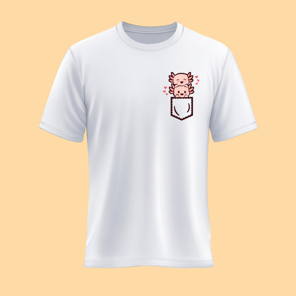 Pocket Pals Axolotl T-Shirt Adult Unisex - White