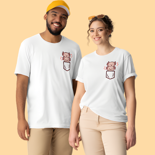 Pocket Pals Axolotl T-Shirt Adult Unisex - White